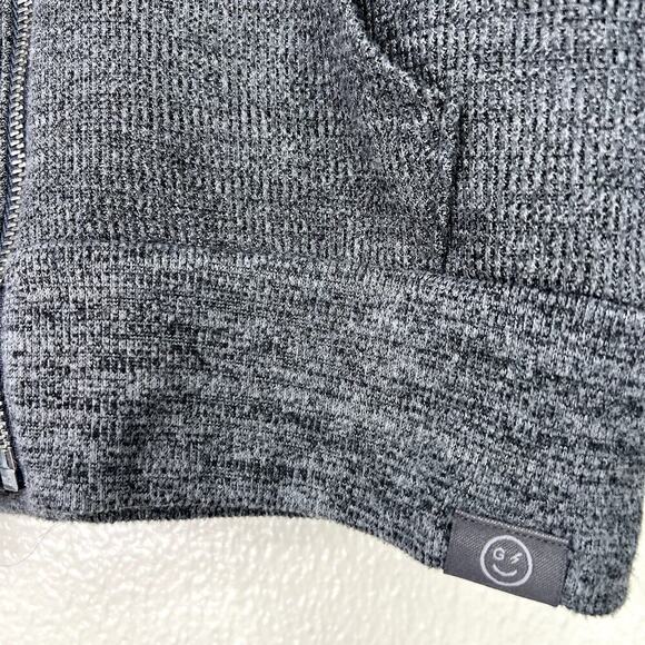 Gilly Hicks Cropped Zip Up Hoodie Jacket Micro Waffle Knit XS Gray Hooded - Picture 4 of 7
